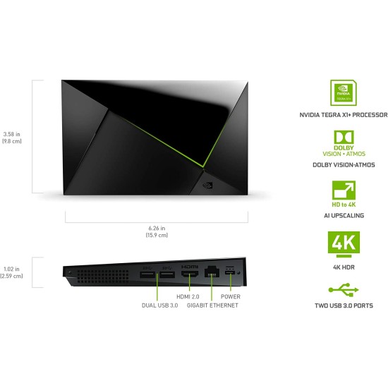 NVIDIA SHIELD Android TV Pro | 4K HDR Streaming Media Player, High Performance, Dolby Vision, 3GB RAM, 2x USB, Works with Alexa NVIDIA SHIELD Android TV Pro | 4K HDR Streaming Media Player, High Performance, Dolby Vision, 3GB RAM, 2x USB, Works with Alexa
