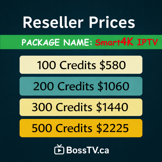 Smart 4K IPTV Reseller Program | Smart 4k IPTV Reseller Panel – Premium 4K Stalker IPTV for Canadians